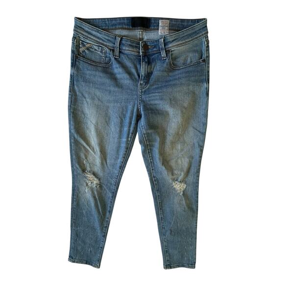 Buckle Black Light Wash Ankle Skinny Jeans Distressed Y2K Denim Women's‎ 28 - Picture 1 of 8